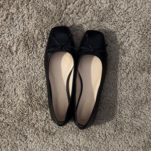 Liz Claiborne Black Square-Toe Bow Ballet Flats